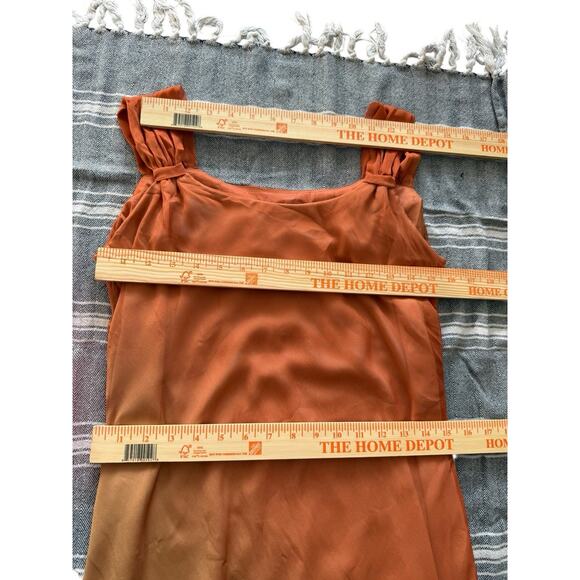 Vintage Silk Copper Gradient Evening Gown Cap Sleeve - Picture 10 of 11
